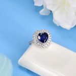 925 Silver Lab-Created Blue Sapphire Ring - Model R0653B - Image 3