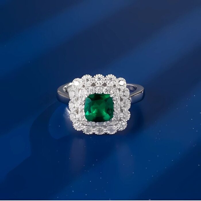 Lab-Created Emerald Ring in 925 Silver - Model R0693 - Image 2