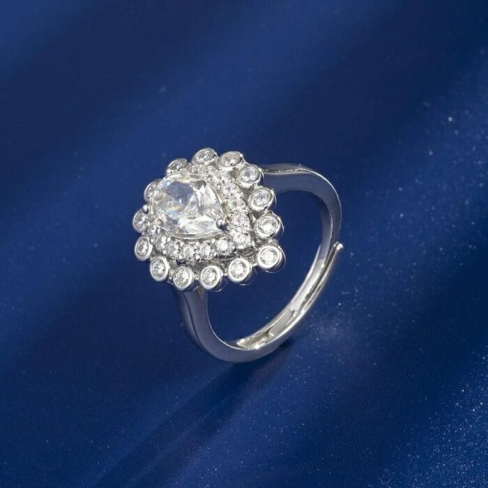 925 Silver G Color Cubic Zirconia Ring - Model R0695 - Image 2