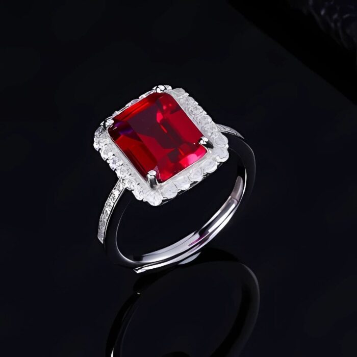Lab-Created Ruby Ring in 925 Silver - Model R1578R - Image 2
