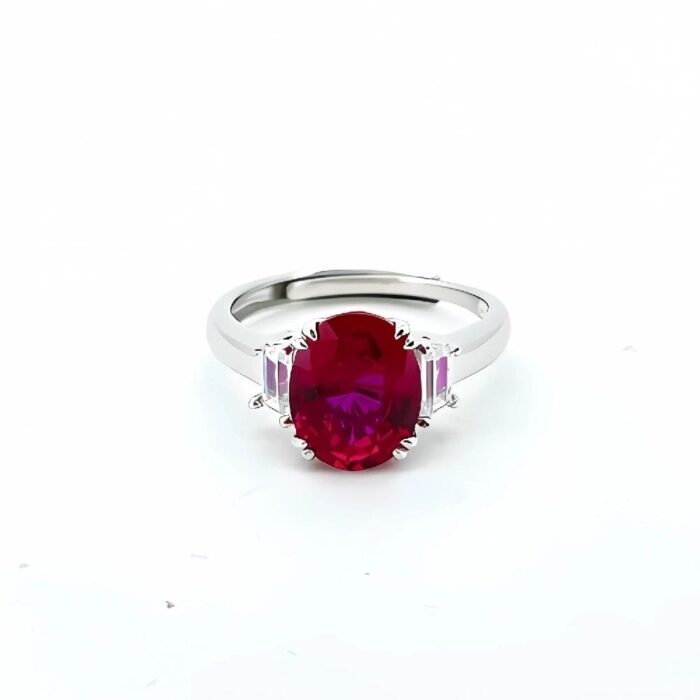 Lab-Created Ruby Ring in 925 Silver - Model R1607R - Image 3