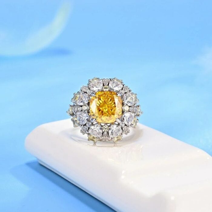 925 Silver Yellow Cubic Zirconia Ring - Model R3991Y - Image 2