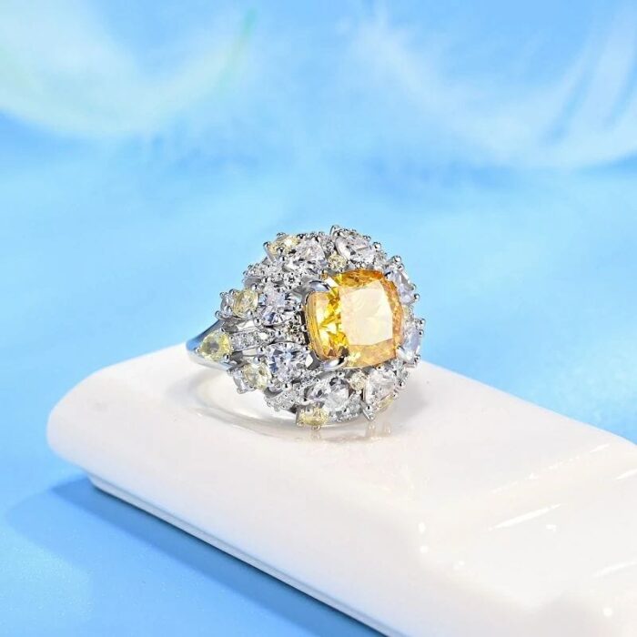 925 Silver Yellow Cubic Zirconia Ring - Model R3991Y - Image 3