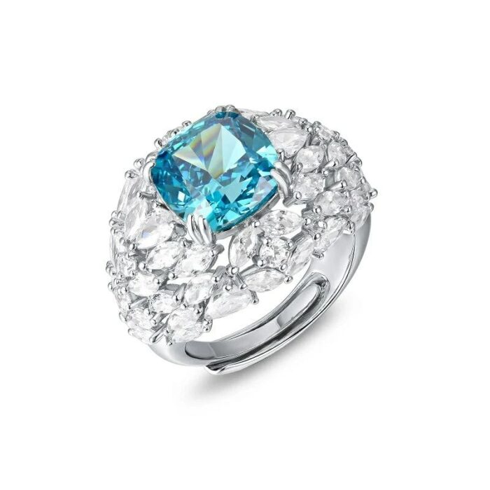 925 Silver Blue Cubic Zirconia Ring - Model RS3075C1-2 - Image 1