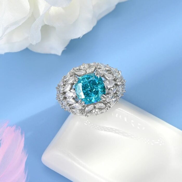 925 Silver Blue Cubic Zirconia Ring - Model RS3075C1-2 - Image 2