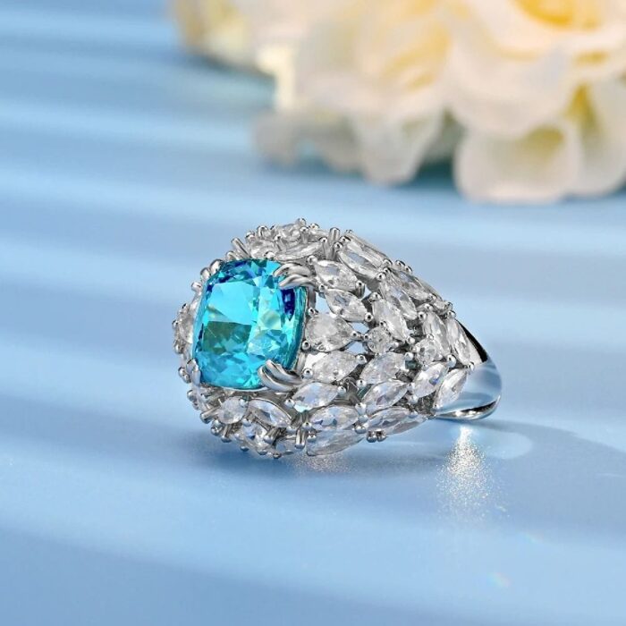 925 Silver Blue Cubic Zirconia Ring - Model RS3075C1-2 - Image 3