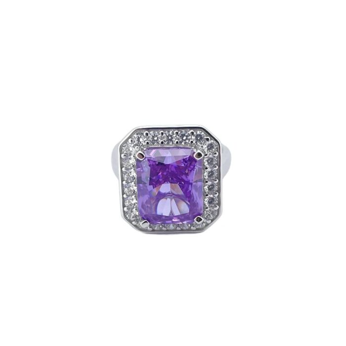 925 Silver Purple Cubic Zirconia Ring - Model RS3076C1 - Image 2