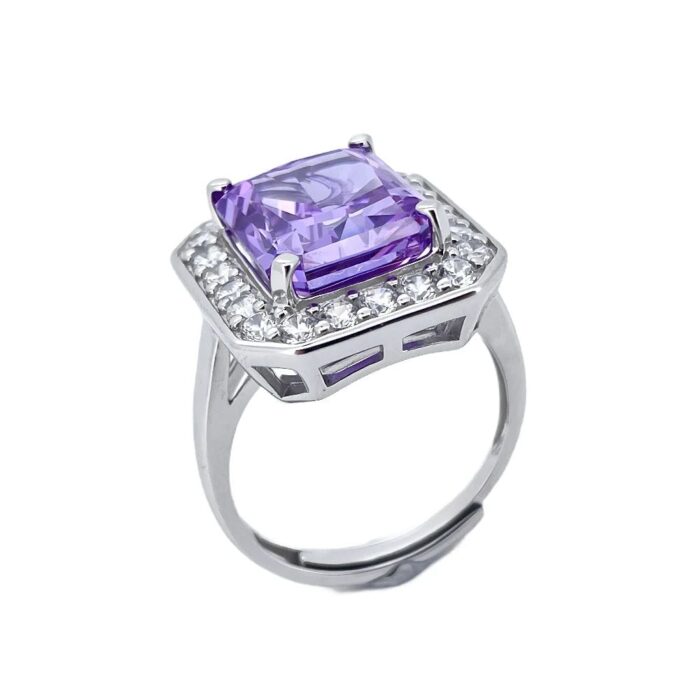 925 Silver Purple Cubic Zirconia Ring - Model RS3076C1 - Image 3