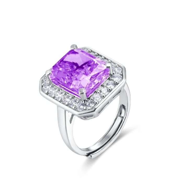 925 Silver Purple Cubic Zirconia Ring - Model RS3076C1 - Image 1