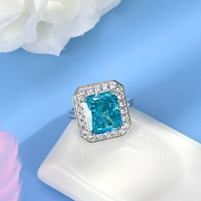 925 Silver Blue Cubic Zirconia Ring - Model RS3076C1B - Image 2
