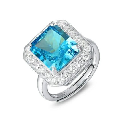 925 Silver Blue Cubic Zirconia Ring - Model RS3076C1B