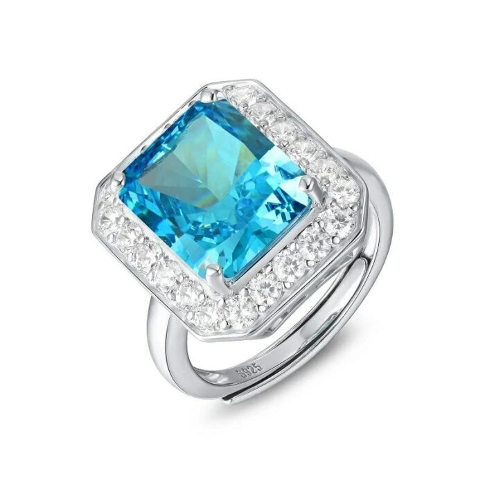 925 Silver Blue Cubic Zirconia Ring - Model RS3076C1B - Image 1
