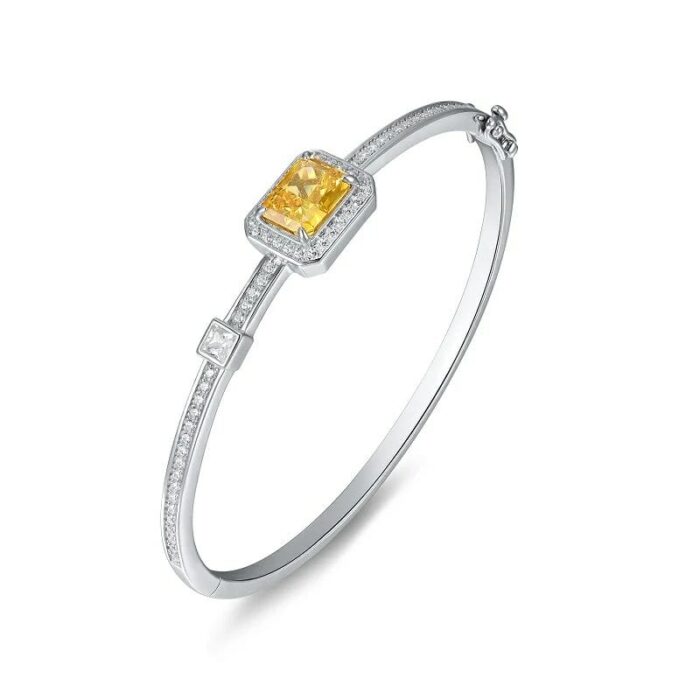 925 Silver Yellow Cubic Zirconia Bracelet - Model YWBG0014-2 - Image 1