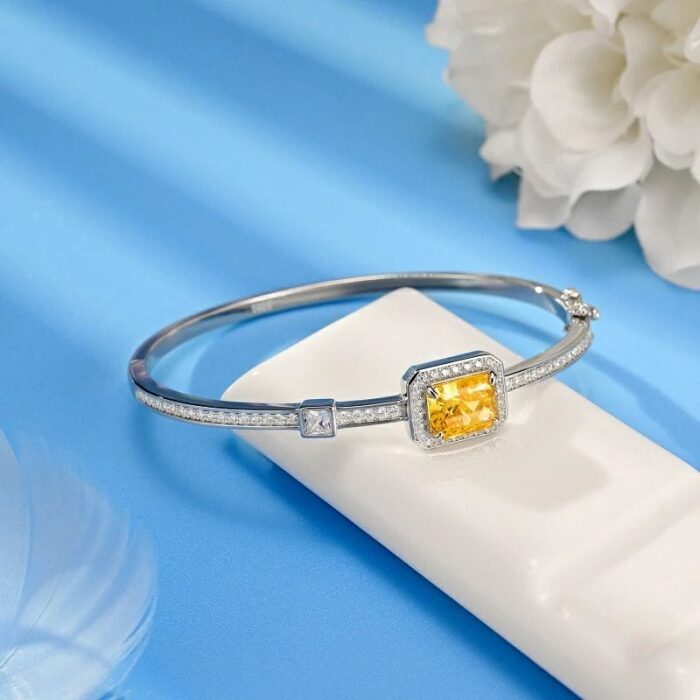 925 Silver Yellow Cubic Zirconia Bracelet - Model YWBG0014-2 - Image 2