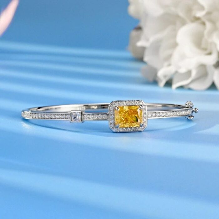 925 Silver Yellow Cubic Zirconia Bracelet - Model YWBG0014-2 - Image 3