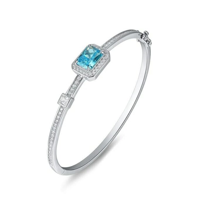 925 Silver Blue Cubic Zirconia Bracelet - Model YWBG0014-3 - Image 1