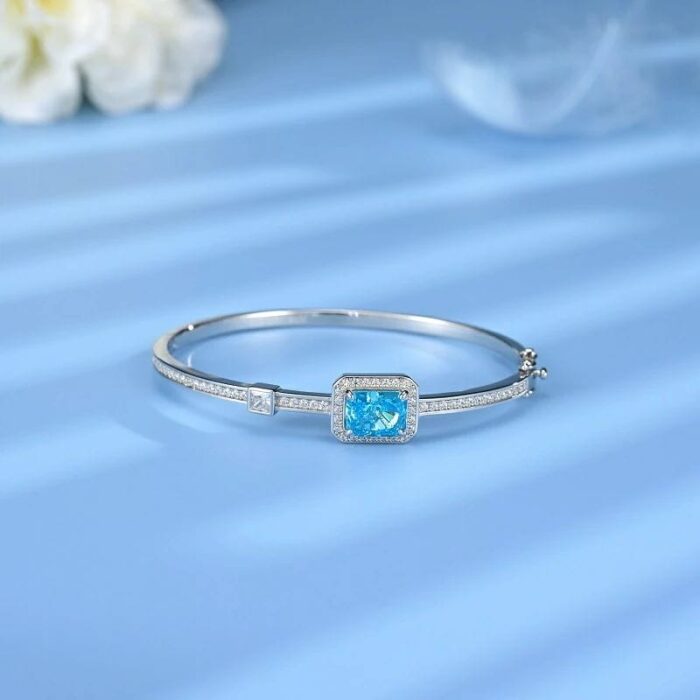 925 Silver Blue Cubic Zirconia Bracelet - Model YWBG0014-3 - Image 2