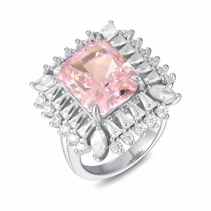 Pink Cubic Zirconia Ring in 925 Silver - Model YWR0633F