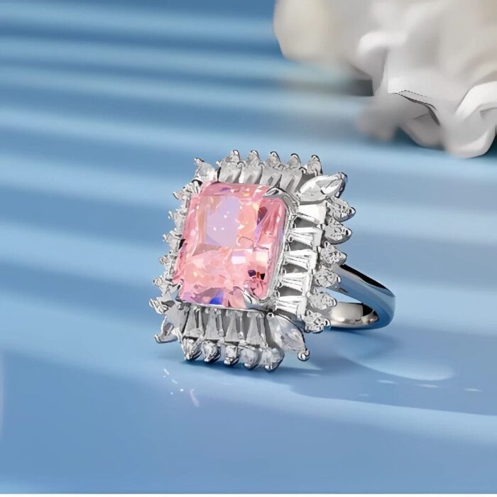 Pink Cubic Zirconia Ring in 925 Silver - Model YWR0633F - Image 3