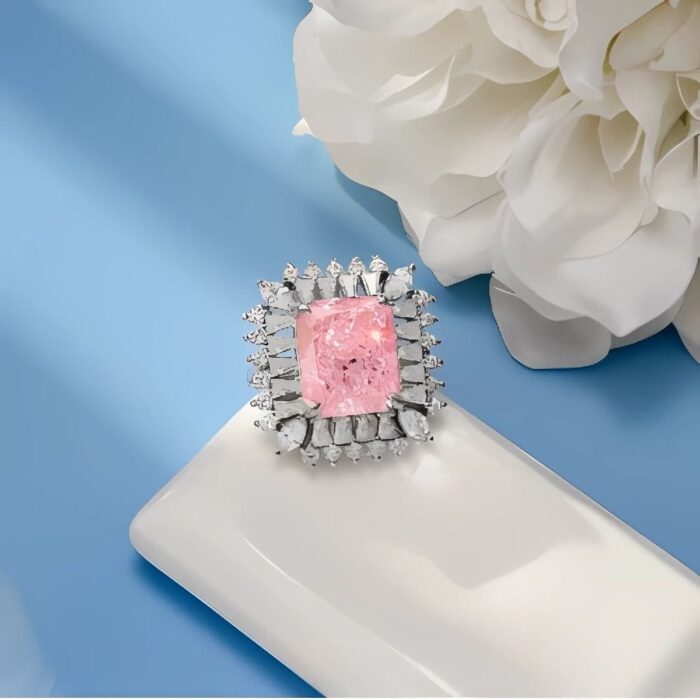 Pink Cubic Zirconia Ring in 925 Silver - Model YWR0633F - Image 2