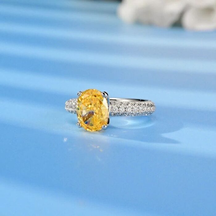 925 Silver Yellow Cubic Zirconia Ring - Model YWR0665 - Image 3