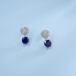 925 Silver Lab-Created Blue Sapphire Earrings - Model ZHF-E085B - Image 3