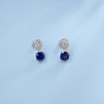 925 Silver Lab-Created Blue Sapphire Earrings - Model ZHF-E085B - Image 4