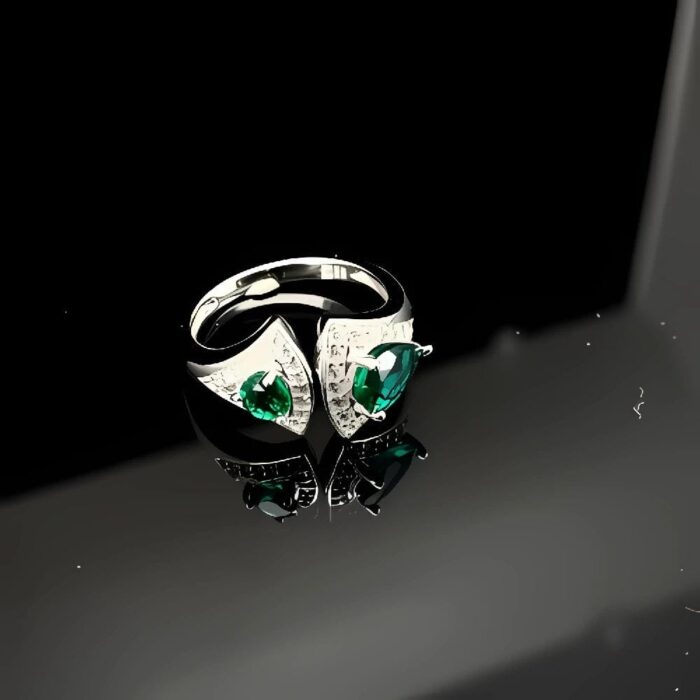 S925 Silver Lab-Created Emerald Ring - Model ZHF-G1106C - Image 5