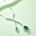 925 Silver Cultured Emerald Necklace ZHF—P0732 - Image 3
