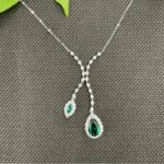 925 Silver Cultured Emerald Necklace ZHF—P0732 - Image 4