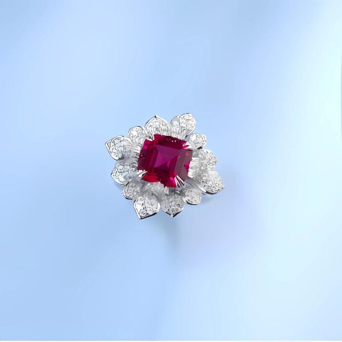 Lab-Created Ruby Ring in 925 Silver - Model ZHF-R0015R - Image 2