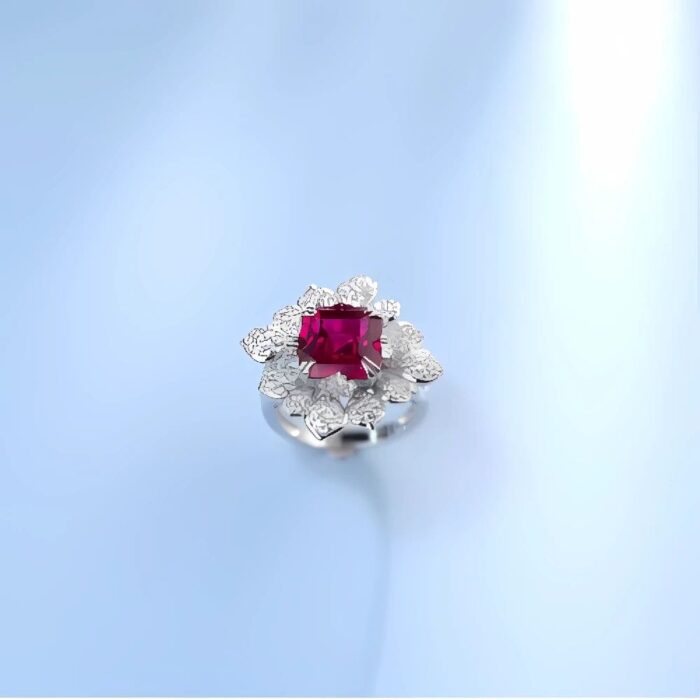 Lab-Created Ruby Ring in 925 Silver - Model ZHF-R0015R - Image 3