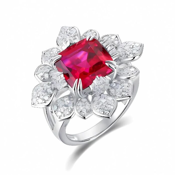 Lab-Created Ruby Ring in 925 Silver - Model ZHF-R0015R - Image 1