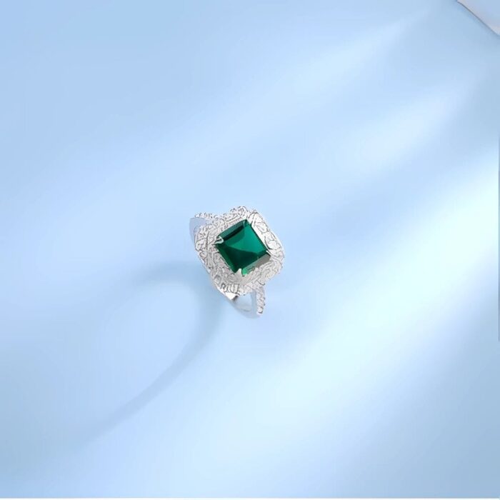 Lab-Created Emerald Ring in 925 Silver - Model ZHF-R0028 - Image 3