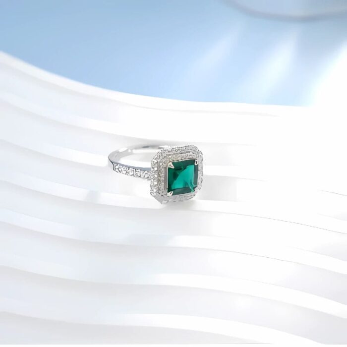 Lab-Created Emerald Ring in 925 Silver - Model ZHF-R0028 - Image 4