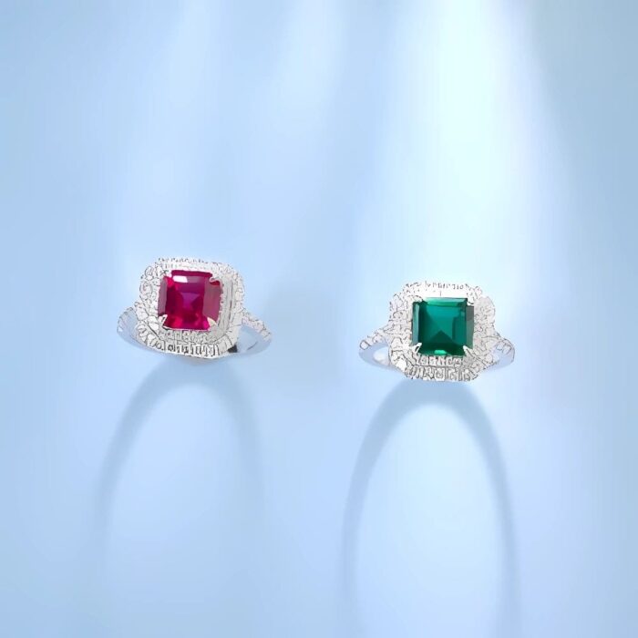 Lab-Created Emerald Ring in 925 Silver - Model ZHF-R0028 - Image 5
