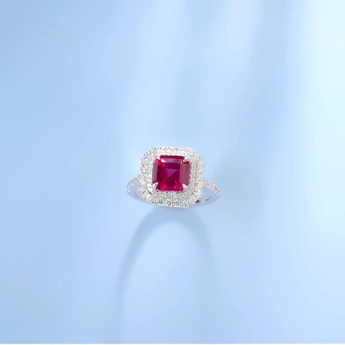 Lab-Created Ruby Ring in 925 Silver - Model ZHF-R0028R - Image 2