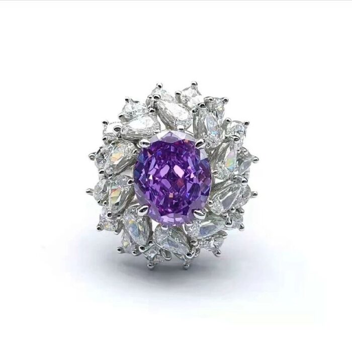 925 Silver Purple Cubic Zirconia Ring - Model ZHF-R0112 - Image 2