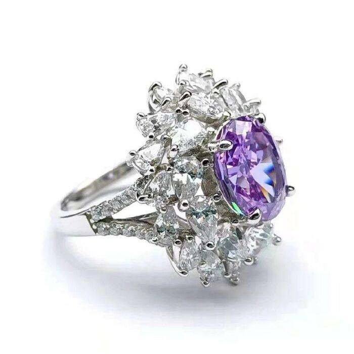 925 Silver Purple Cubic Zirconia Ring - Model ZHF-R0112 - Image 3
