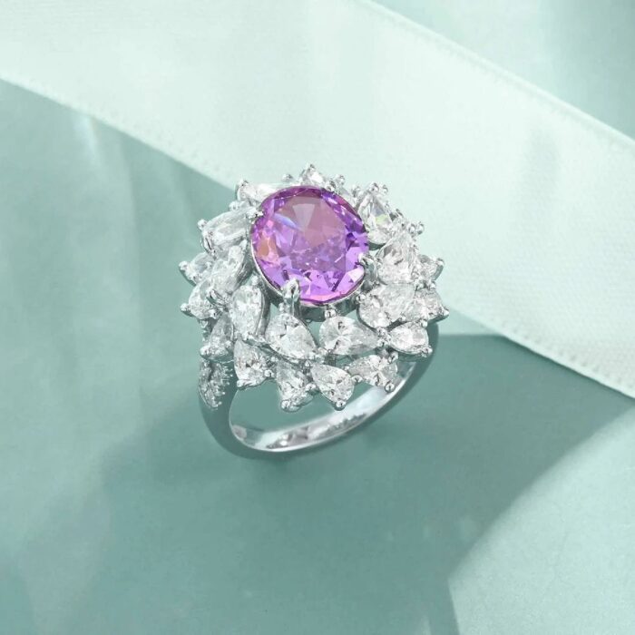 925 Silver Purple Cubic Zirconia Ring - Model ZHF-R0112 - Image 4