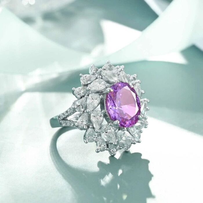 925 Silver Purple Cubic Zirconia Ring - Model ZHF-R0112 - Image 5
