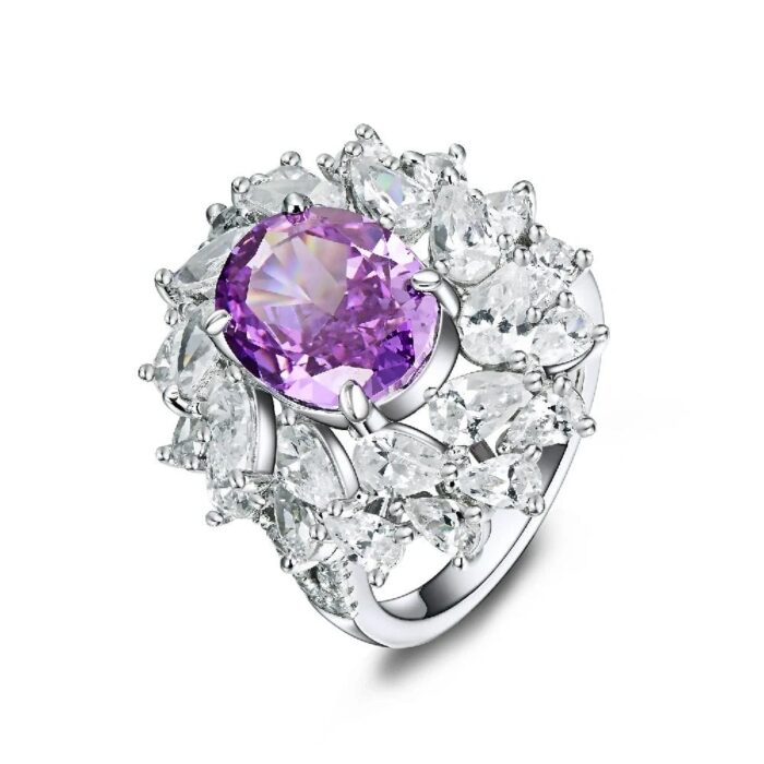 925 Silver Purple Cubic Zirconia Ring - Model ZHF-R0112 - Image 1