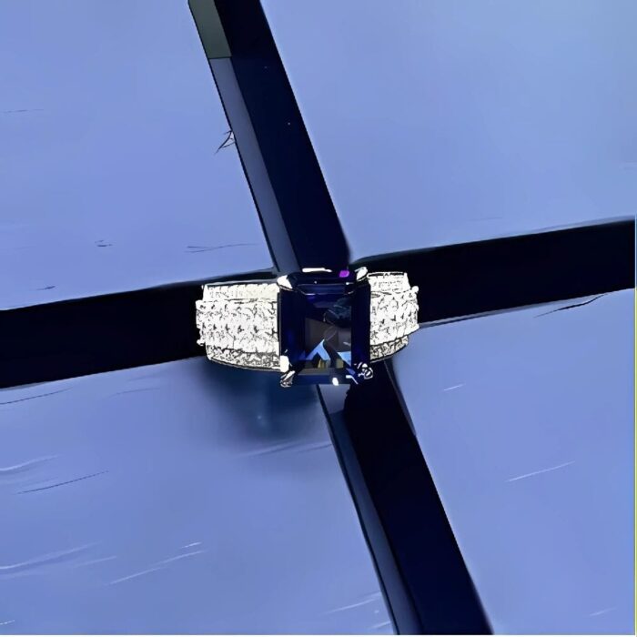Blue Sapphire Ring in 925 Silver - Model ZHF-R0593B - Image 2