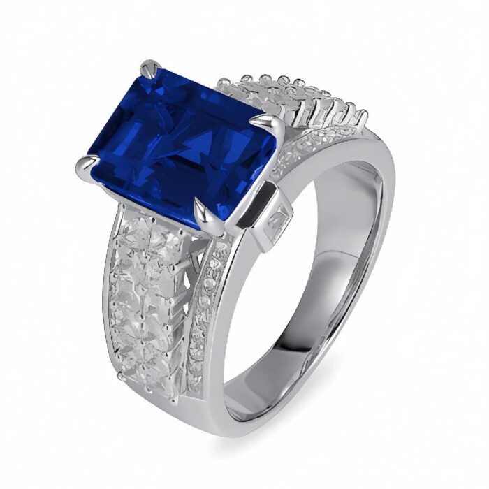 Blue Sapphire Ring in 925 Silver - Model ZHF-R0593B - Image 1