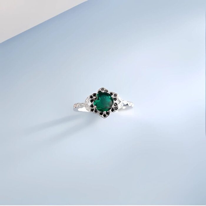 Lab-Created Emerald Ring in 925 Silver - Model ZHF-R0926 - Image 2