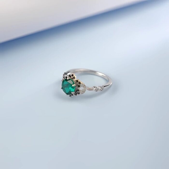 Lab-Created Emerald Ring in 925 Silver - Model ZHF-R0926 - Image 4