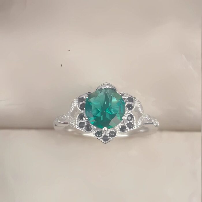 Lab-Created Emerald Ring in 925 Silver - Model ZHF-R0926 - Image 6
