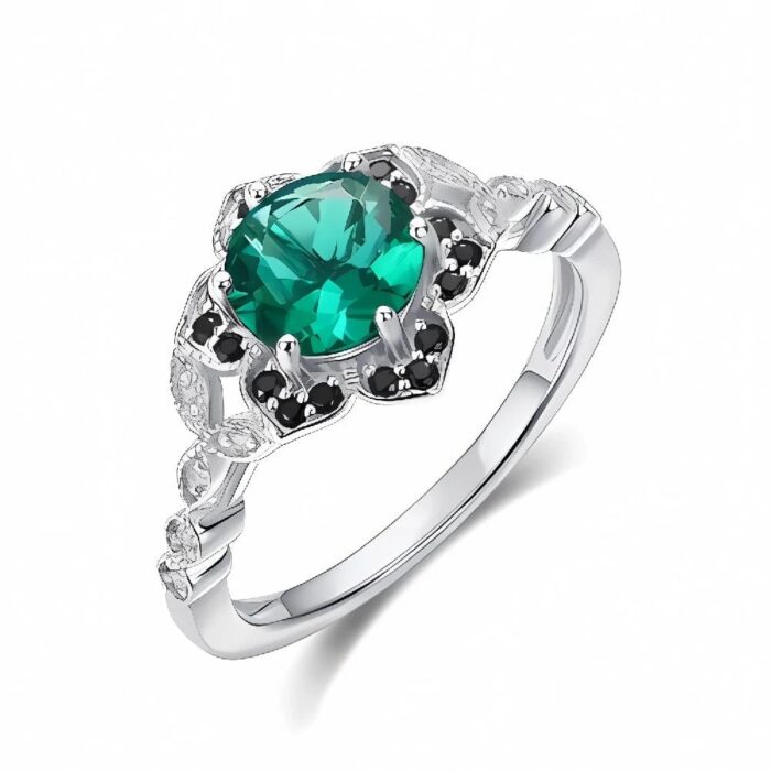 Lab-Created Emerald Ring in 925 Silver - Model ZHF-R0926 - Image 1