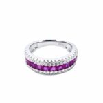 S925 Silver Lab-Created Ruby Ring - Model ZHF-R1074R - Image 3