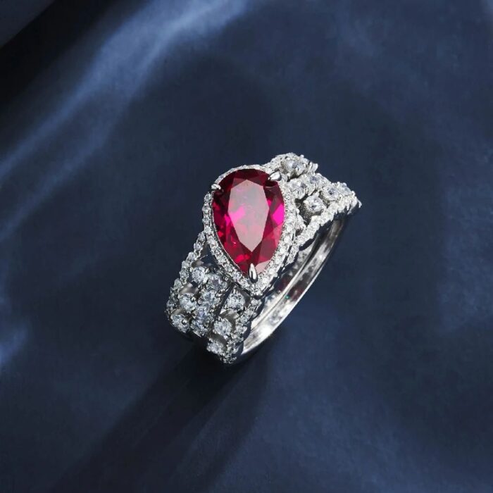 925 Silver Lab-Created Ruby Stacking Ring - Model ZHF-R1328R - Image 2